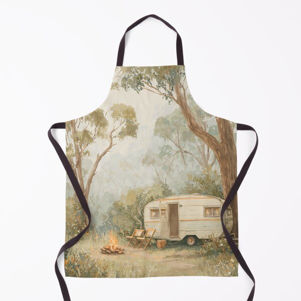 Item preview, Vintage Caravan Bush Camping Watercolour | Australian Forest Camp Art Print designed and sold by Bound for Wonder.