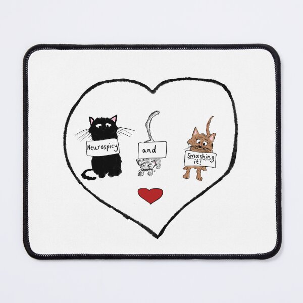 Item preview, A black, white and ginger cat showing neurospicy love designed and sold by KPlayerAdhder.