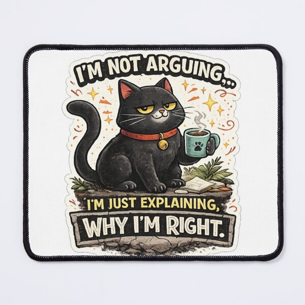 Item preview, I'm Not Arguing, I'm Just Explaining Why I'm Right – Funny Black Cat Coffee Quote designed and sold by SP319.