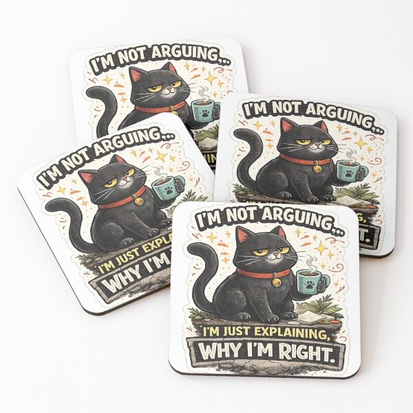 Item preview, I'm Not Arguing, I'm Just Explaining Why I'm Right – Funny Black Cat Coffee Quote designed and sold by SP319.