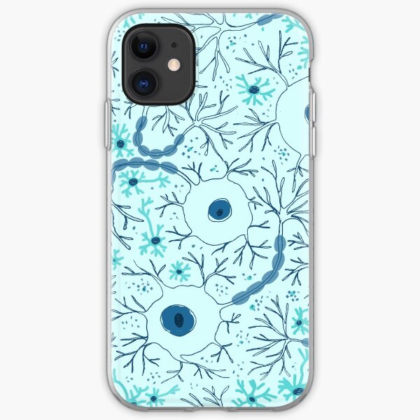 pale blue neurons pattern iPhone Soft Case