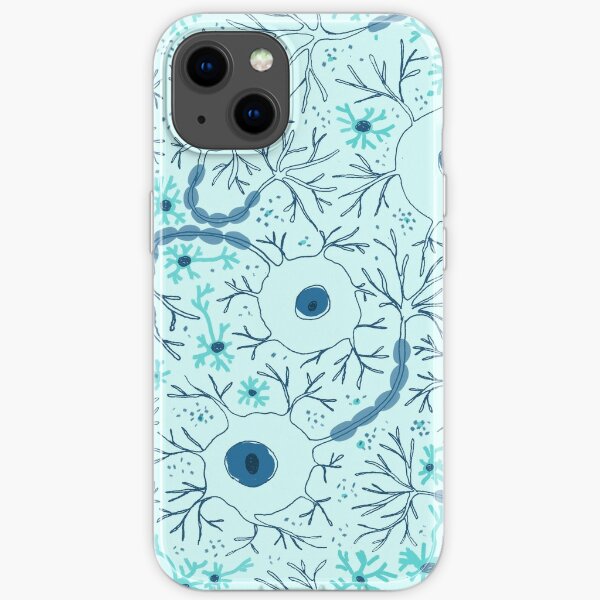 pale blue neurons pattern iPhone Soft Case