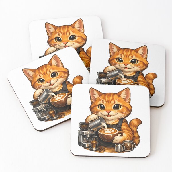 Item preview, Cute Orange Cat Barista Making Paw Latte Art designed and sold by builtforyou.