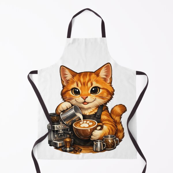 Item preview, Cute Orange Cat Barista Making Paw Latte Art designed and sold by builtforyou.