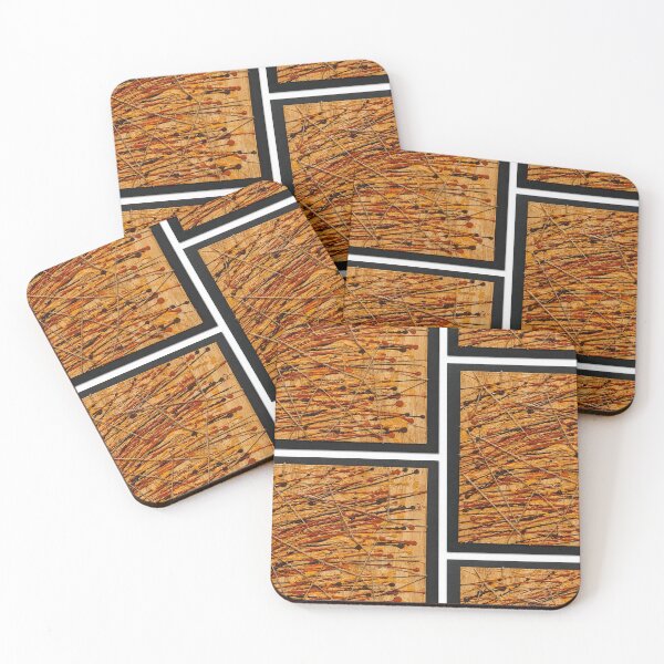 Item preview, Earthy String and Paint Drizzle Abstract Art designed and sold by THE SPLATTERED HAUS BY SAGE BANKS.