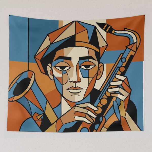 Item preview, Geometric Jazz: The Saxophonist in Cubism designed and sold by BlueBerry45.