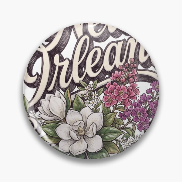 Item preview, New Orleans Magnolia Floral Vintage Lettering designed and sold by castillomiami.