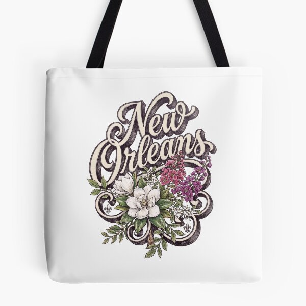 Item preview, New Orleans Magnolia Floral Vintage Lettering designed and sold by castillomiami.