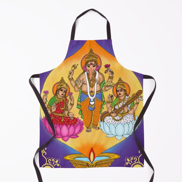 Item preview, Lakshmi Saraswati Ganesha Artwork | Divine Hindu Gods Digital Painting designed and sold by Harshit_Digital_Arts.