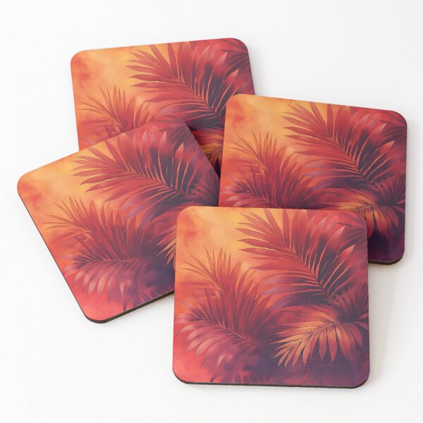 Item preview, Warm Red Tropical Palm Leaves Pattern designed and sold by 247GiftsbyTina.
