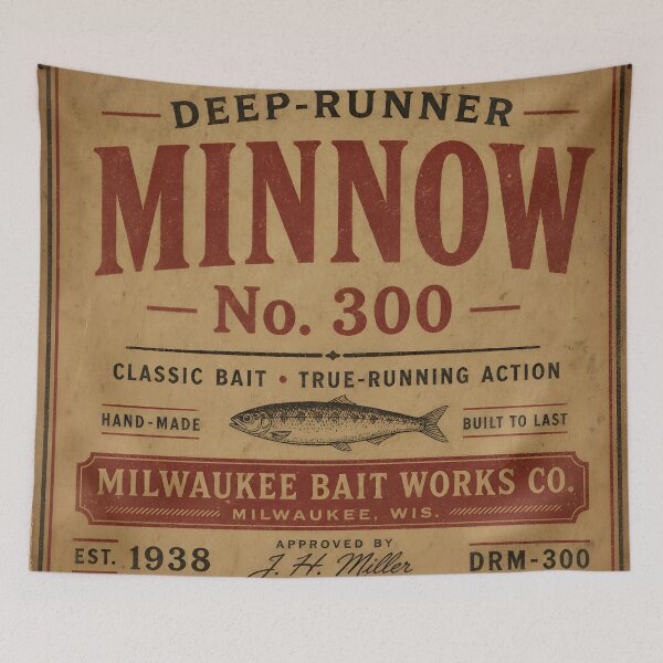 Item preview, Retro Deep-Runner Minnow DRM-300 Classic Bait Advertisement designed and sold by TinCatOutPost.