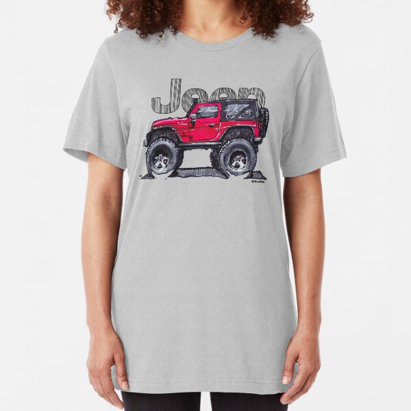 JK Wrangler Lifted 2dr - Red Slim Fit T-Shirt