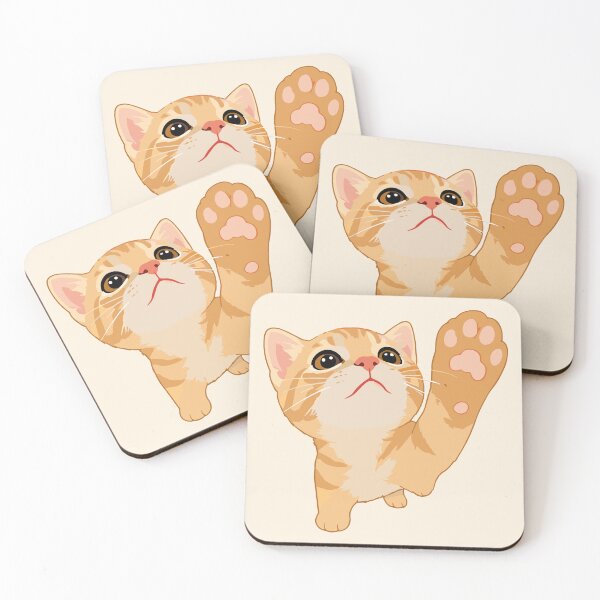 Item preview, Cute Waving Ginger Kitten - Playful Orange Tabby Cat Art designed and sold by arfindo-indra.