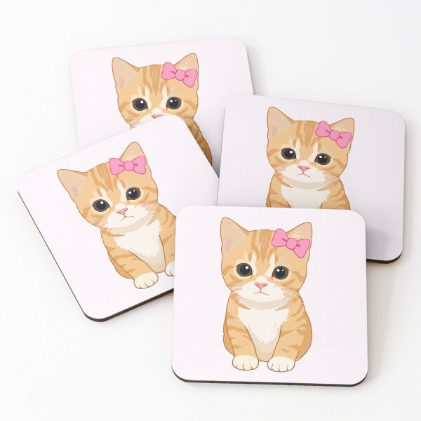 Item preview, Cute Ginger Kitten with Pink Bow - Sweet Orange Tabby Cat Art designed and sold by arfindo-indra.