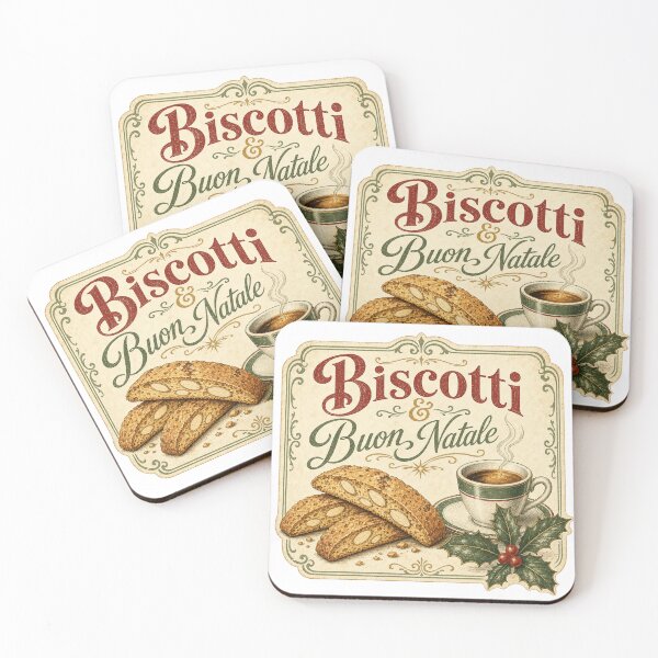 Item preview, Biscotti and Buon Natale Vintage Italian Christmas Coffee Design designed and sold by BoosterShop.