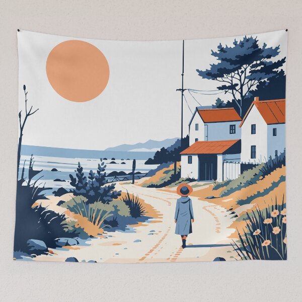 Item preview, Soft Aesthetic Coastal Walk – Sunset Path designed and sold by zoliartdesign.