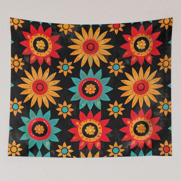 Item preview, Mexican-Style Blue, Yellow, And Red Floral Design  designed and sold by DEC02.