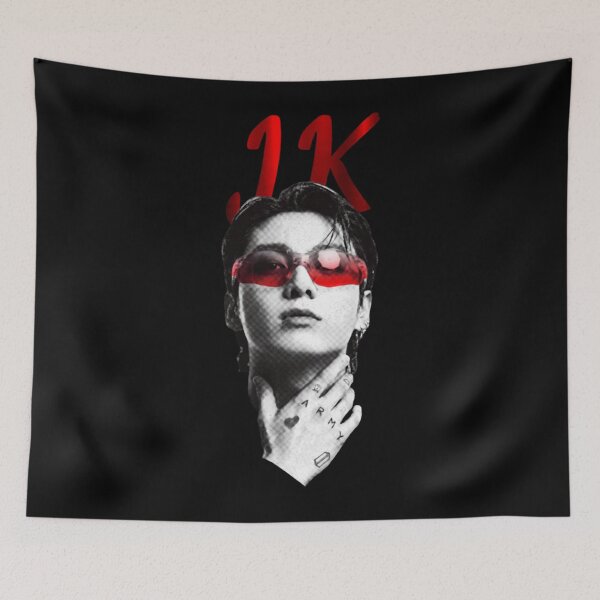 Item preview, Funny BTS Jungkook Red Sunglasses ARMY Tattoo JK Meme designed and sold by NeviProski.