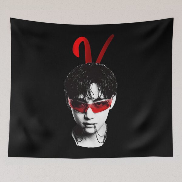 Item preview, Funny BTS V Taehyung Red Sunglasses Chain Cyberpunk Meme designed and sold by NeviProski.