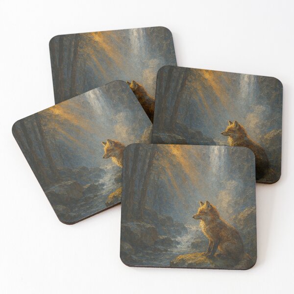 Item preview, Winter Fox in Sunlit Forest Waterfall designed and sold by Oriven.