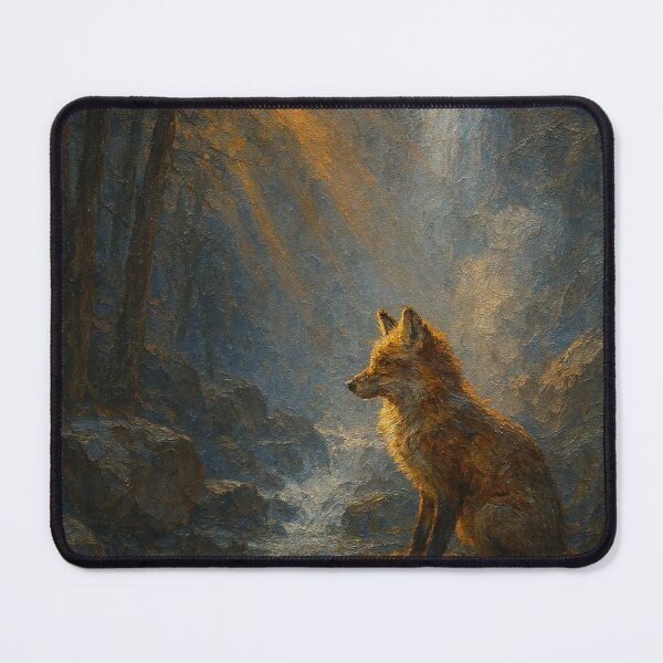 Item preview, Winter Fox in Sunlit Forest Waterfall designed and sold by Oriven.
