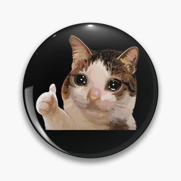 Item preview, Thumbs Up Crying Cat - Funny Meme Feline Thumbs Up Art designed and sold by arfindo-indra.