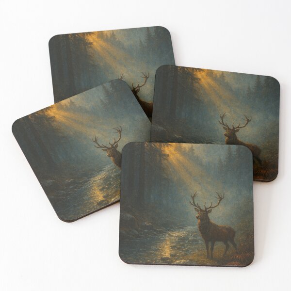 Item preview, Majestic Stag in Sunlit Mountain Forest designed and sold by Oriven.
