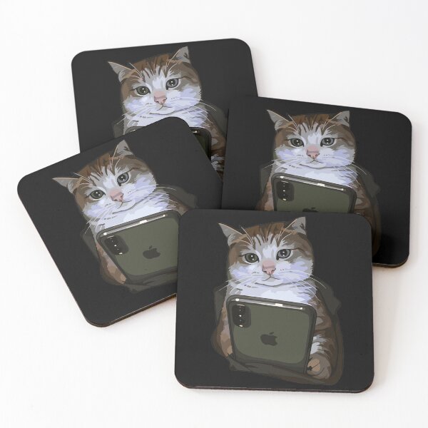 Item preview, Tech-Savvy Cat - Cute Tabby Cat Holding Smartphone Art designed and sold by arfindo-indra.