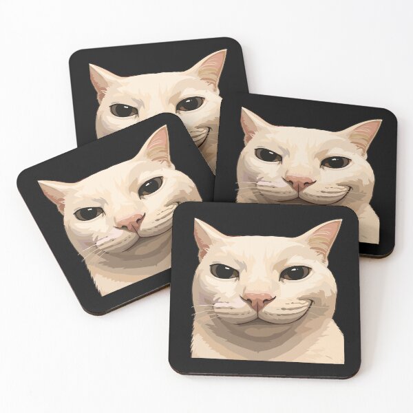 Item preview, Smug White Cat - Funny Smiling Cat Meme Feline Art designed and sold by arfindo-indra.