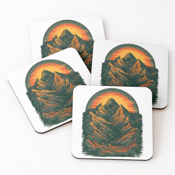 Item preview, Vintage Mountain Sunset Line Art designed and sold by Structure-Blue.