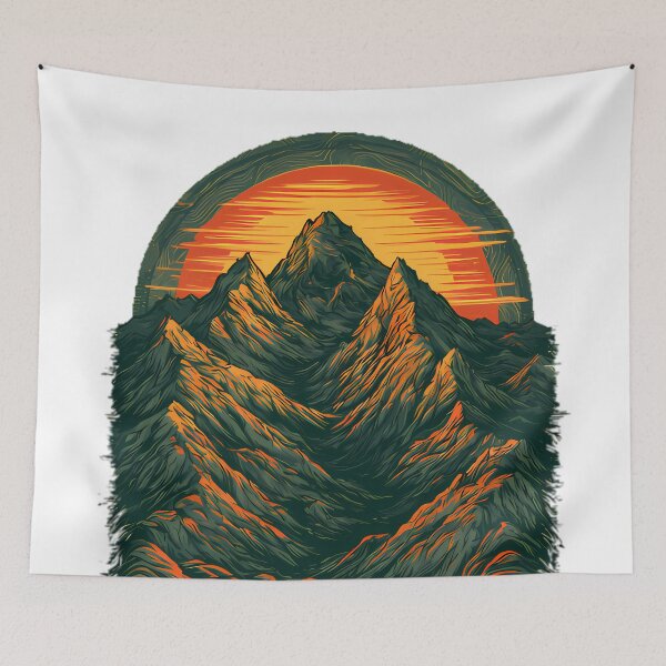 Item preview, Vintage Mountain Sunset Line Art designed and sold by Structure-Blue.