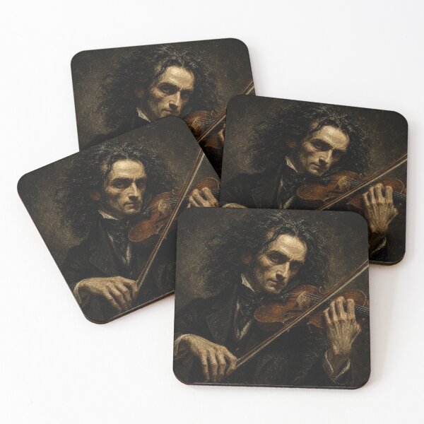 Item preview, Devil's Violinist: Niccolò Paganini Vintage Oil Painting - Virtuoso of Darkness designed and sold by DoReMiStudio.