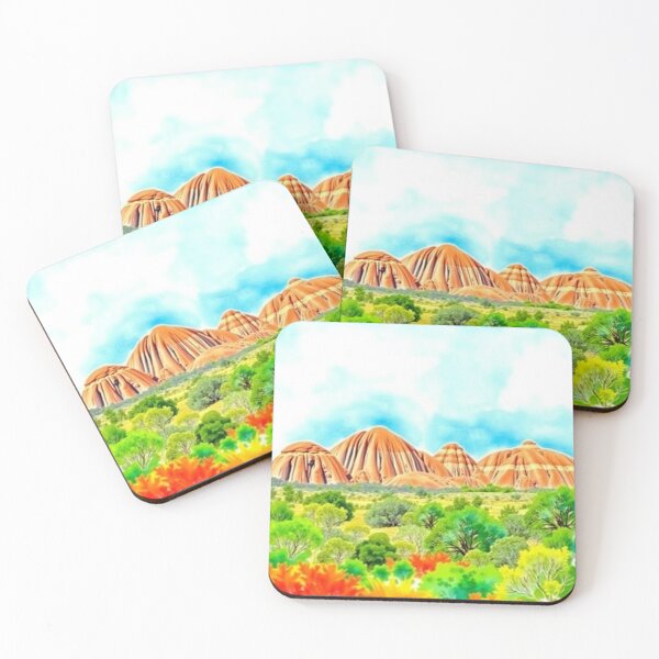Item preview, Australian Outback Red Rock Domes Watercolor Landscape Art Print designed and sold by EllDAV777.