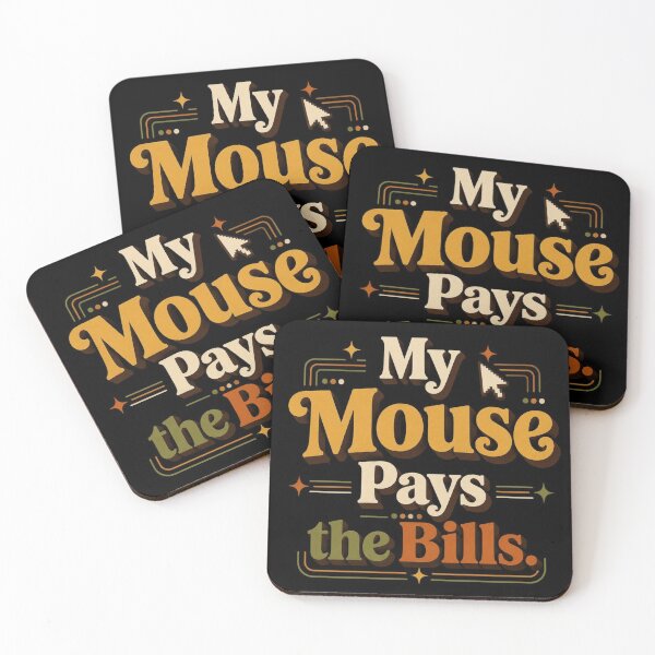 Item preview, My Mouse Pays the Bills. | Funny Office Humor Retro Typography Design designed and sold by Irene Catchmind.