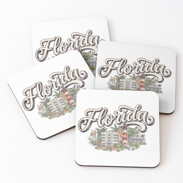 Item preview, Florida Landmarks & Wildlife Vintage Travel Design designed and sold by castillomiami.