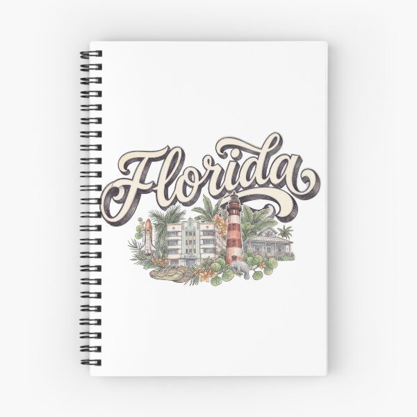 Item preview, Florida Landmarks & Wildlife Vintage Travel Design designed and sold by castillomiami.