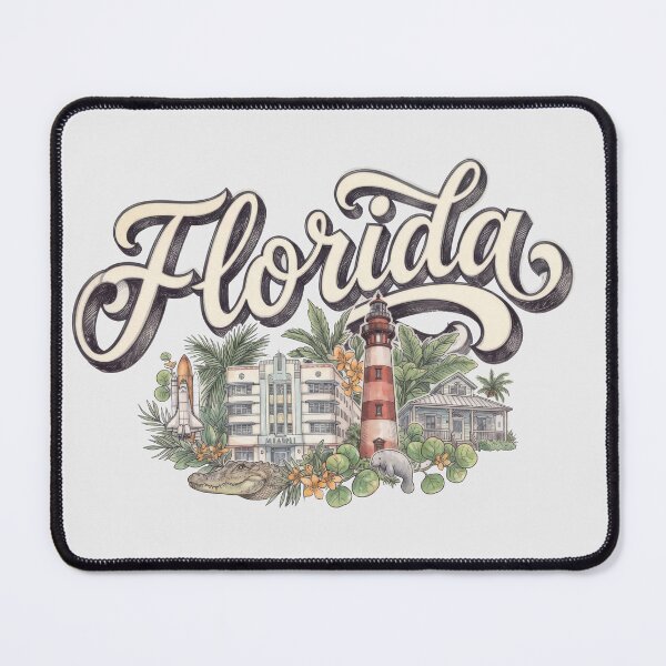 Item preview, Florida Landmarks & Wildlife Vintage Travel Design designed and sold by castillomiami.