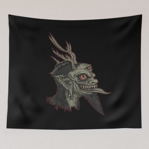 Item preview, Reaper Of Asatru hand drawn tattoo designs " elk horned goblin designed and sold by SEVERTREND APPAREL .