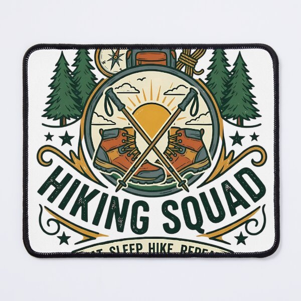 Item preview, Hiking Squad Eat Sleep Hike Repeat Vintage Badge designed and sold by SivaStudios.