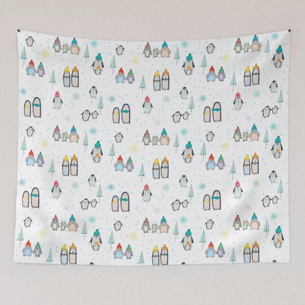 Item preview, Cute penguins hand drawn (white) designed and sold by Boy and Belugee.