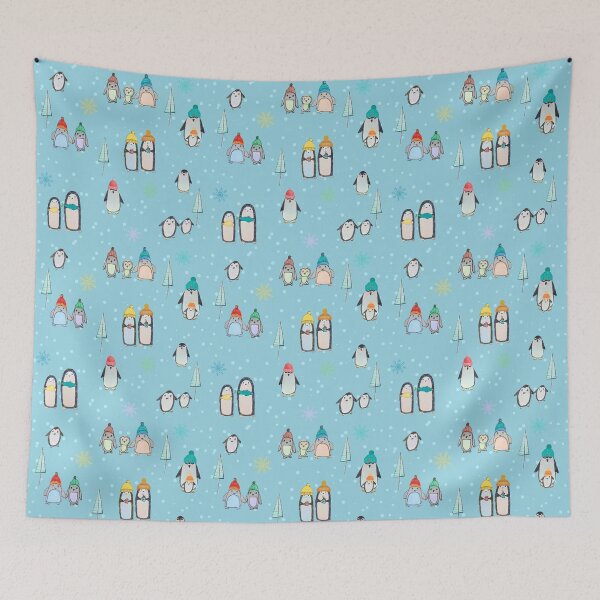 Item preview, Cute penguins hand drawn (blue) designed and sold by Boy and Belugee.