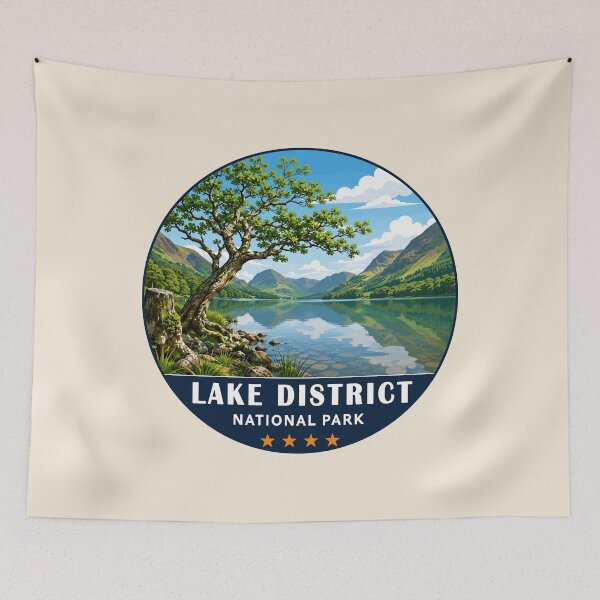 Item preview, Lake District National Park Vintage Mountain & Lake Landscape designed and sold by Gideon Emmerich.
