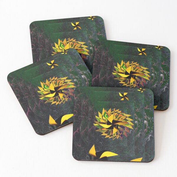 Item preview, Kinetic Pinwheels – Dark Green and Yellow Surreal Collage designed and sold by MAMA.art.Rio <Marsailhe_Milward>.