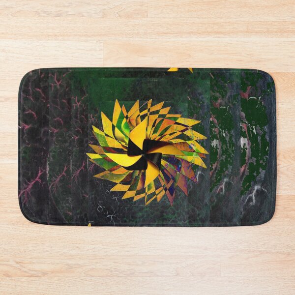 Item preview, Kinetic Pinwheels – Dark Green and Yellow Surreal Collage designed and sold by MAMA.art.Rio <Marsailhe_Milward>.