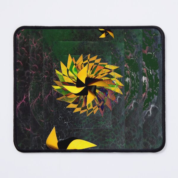Item preview, Kinetic Pinwheels – Dark Green and Yellow Surreal Collage designed and sold by MAMA.art.Rio <Marsailhe_Milward>.