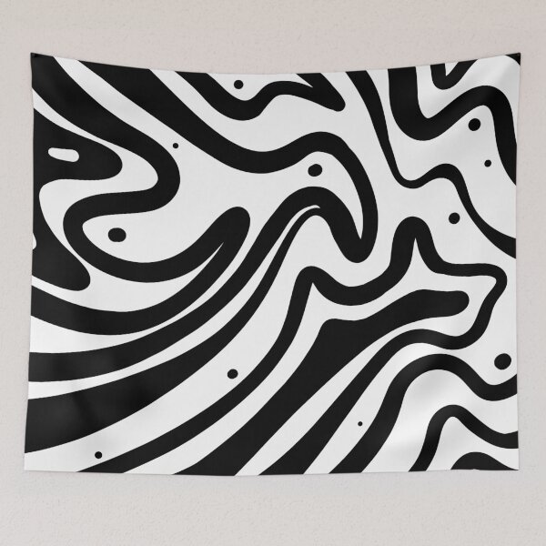 Item preview, Abstract wave doodle black and white designed and sold by Kimos Creative Store.