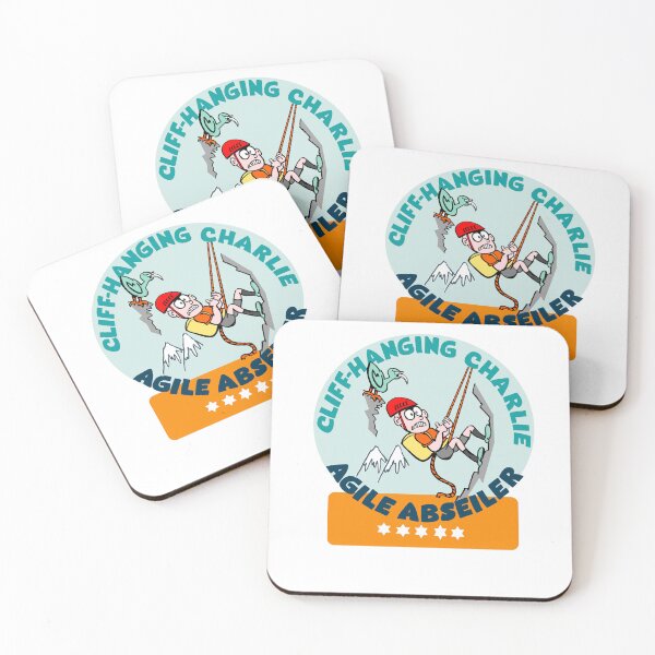 Item preview, Cliff-Hanging Charlie Agile Abseiler Cartoon Illustration designed and sold by Al Benge.