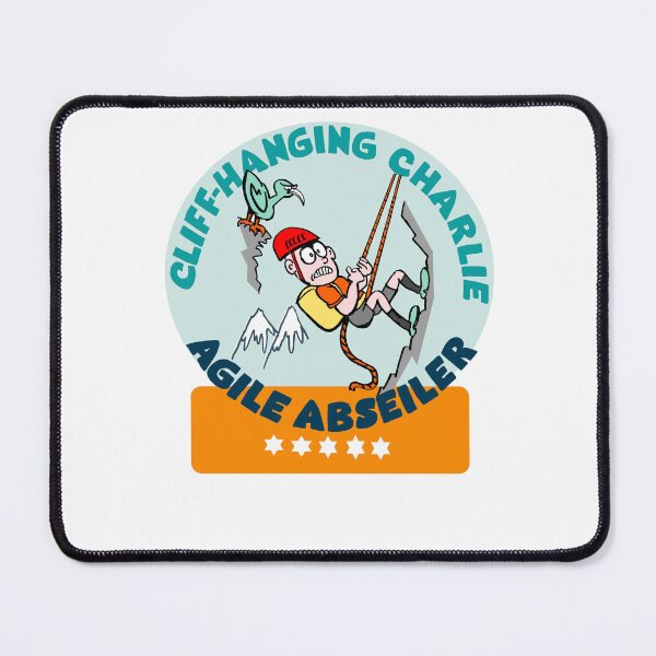 Item preview, Cliff-Hanging Charlie Agile Abseiler Cartoon Illustration designed and sold by Al Benge.