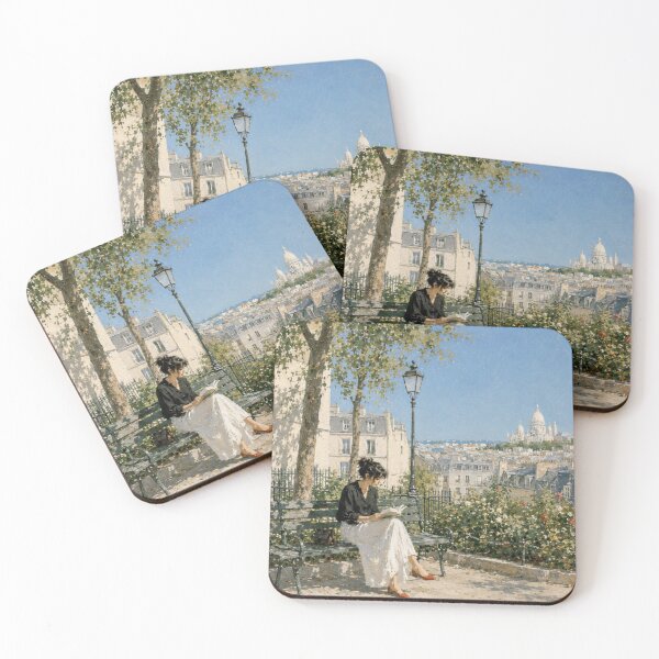 Item preview, Woman Reading in Montmartre Park Impressionist Art designed and sold by CARRAANN.