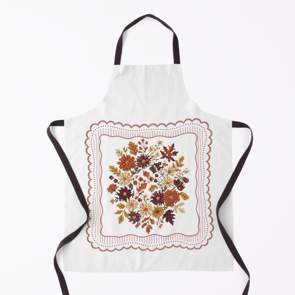 Item preview, Autumn Harvest Cross-Stitch Floral Wreath with Scalloped Frame designed and sold by VibranPalette.